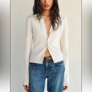 Reformation Florentina Cashmere Collared Cardigan - Gossamer